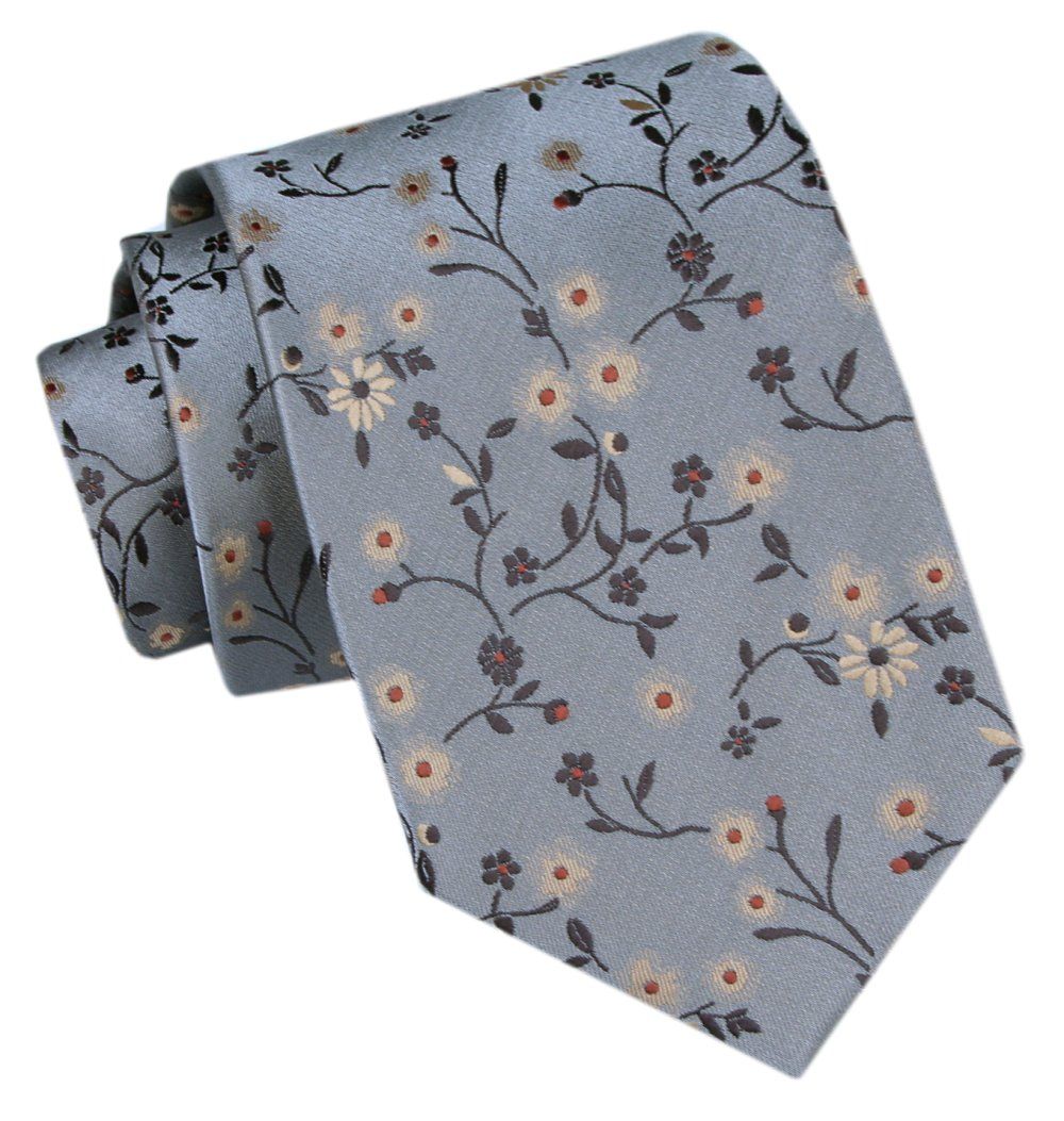 Modny Krawat Męski - Alties - Bladoniebieski w Kwiaty