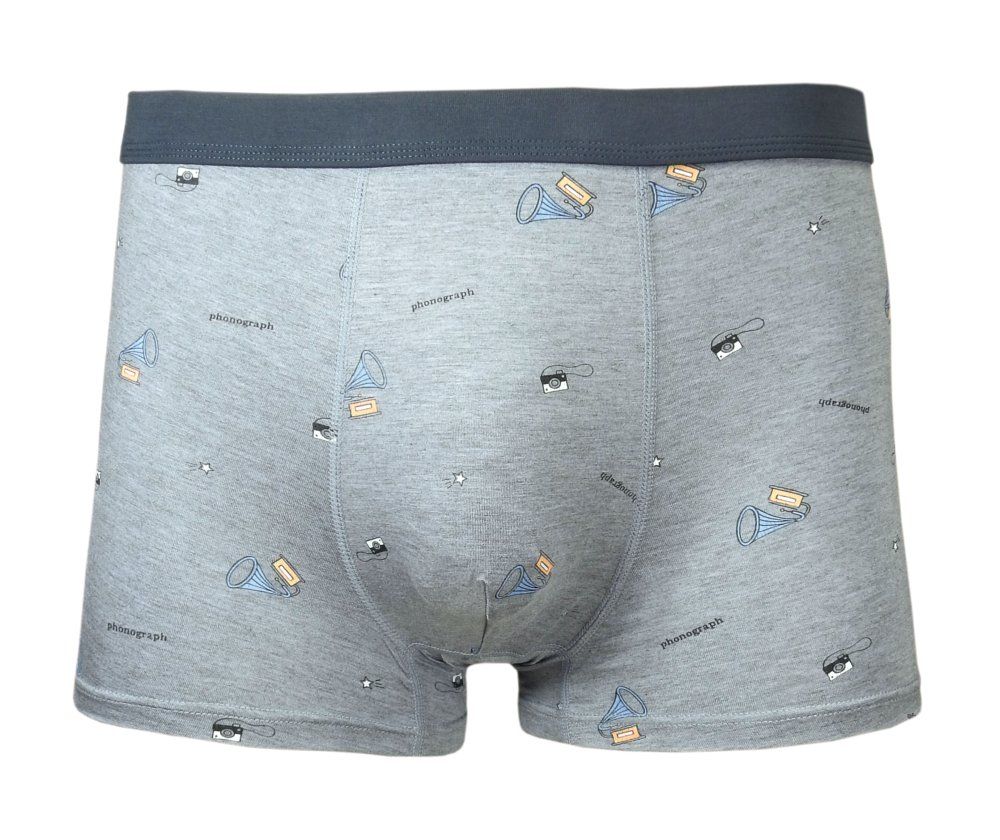 Bokserki Obcisłe, Szare w Aparaty, Gramofony, Bawełniane, Majtki z Elastanem -ALTIES