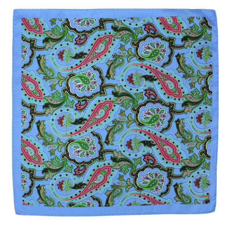 Oryginalna, Męska Poszetka CHATTIER - Orientalny Wzór, Niebieska