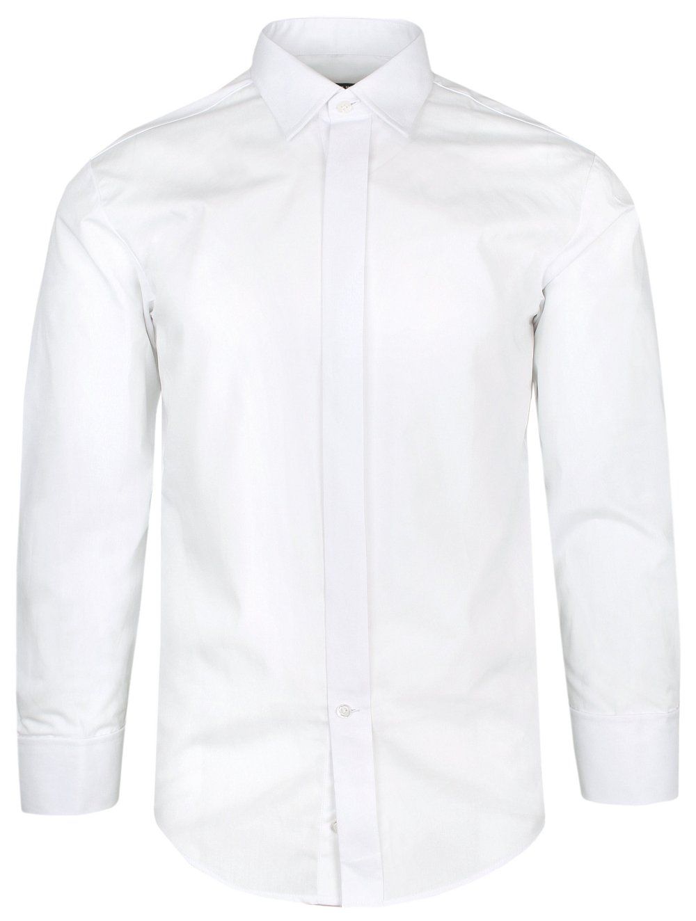 Elegancka Koszula Wizytowa Wólczanka, Biała, Kryta Plisa, Na Spinki - Slim