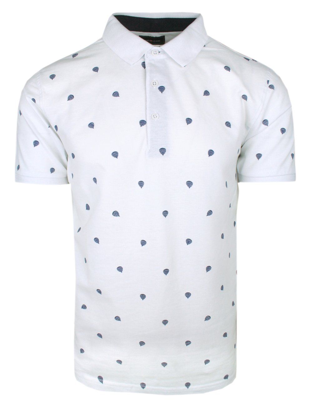 Koszulka Polo, Męska - Pako Jeans - Biała, Wzór w Drobne Balony