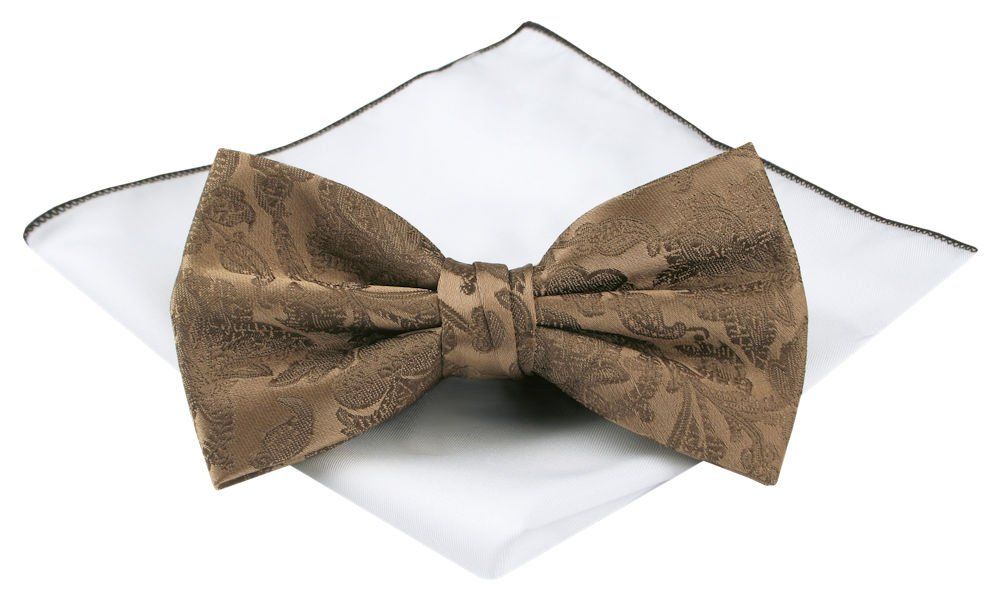 Mucha Męska z Poszetką (Zestaw) - Chattier - Jasny Brąz (Stare Złoto)