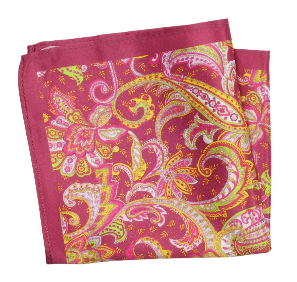 Poszetka Męska ALTIES, Czerwono-Żółta Wzór Paisley, Łezki, Męska, Elegancka