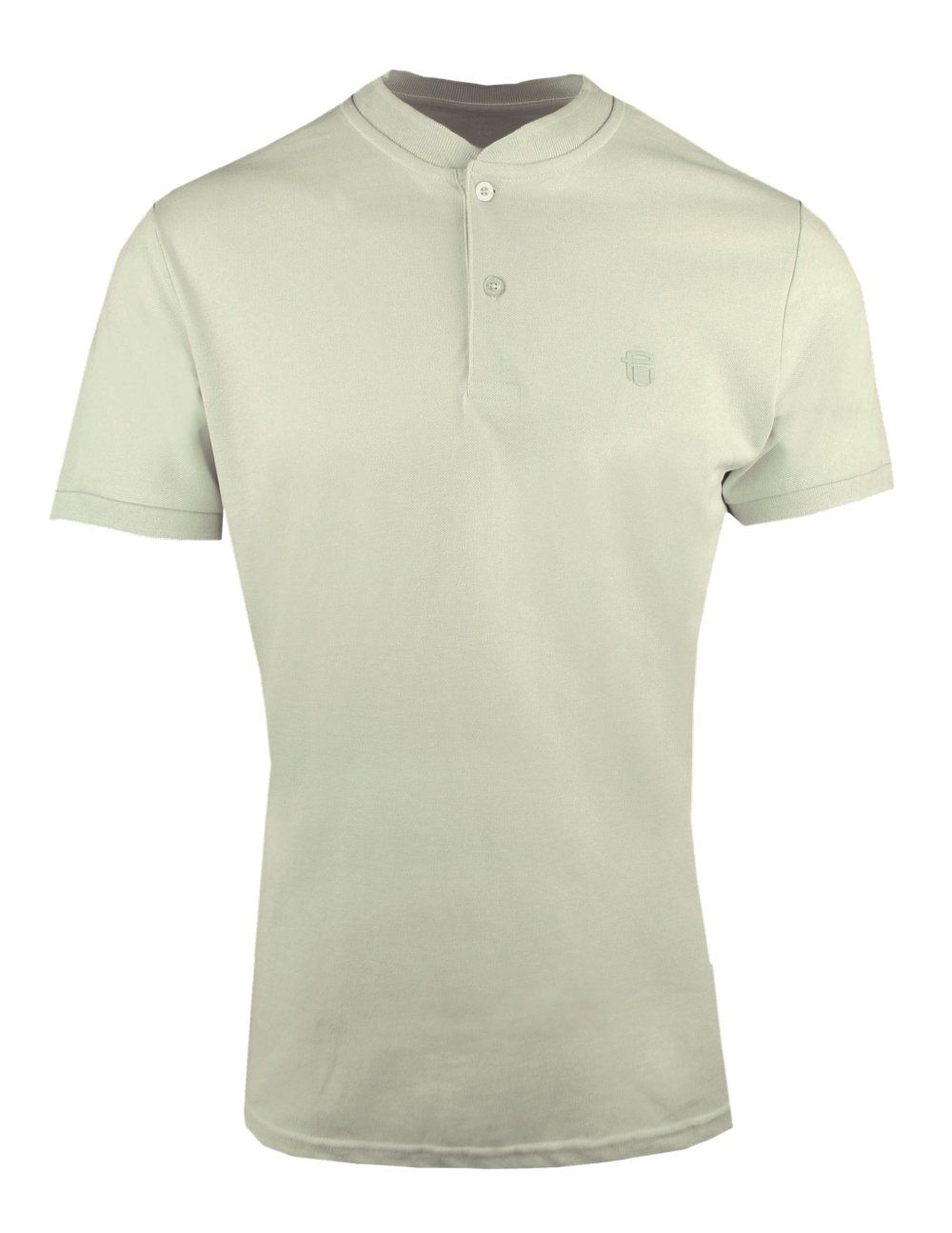 Męski T-Shirt (Koszulka) z Dekoltem na Guziki - Pako Jeans - Miętowa