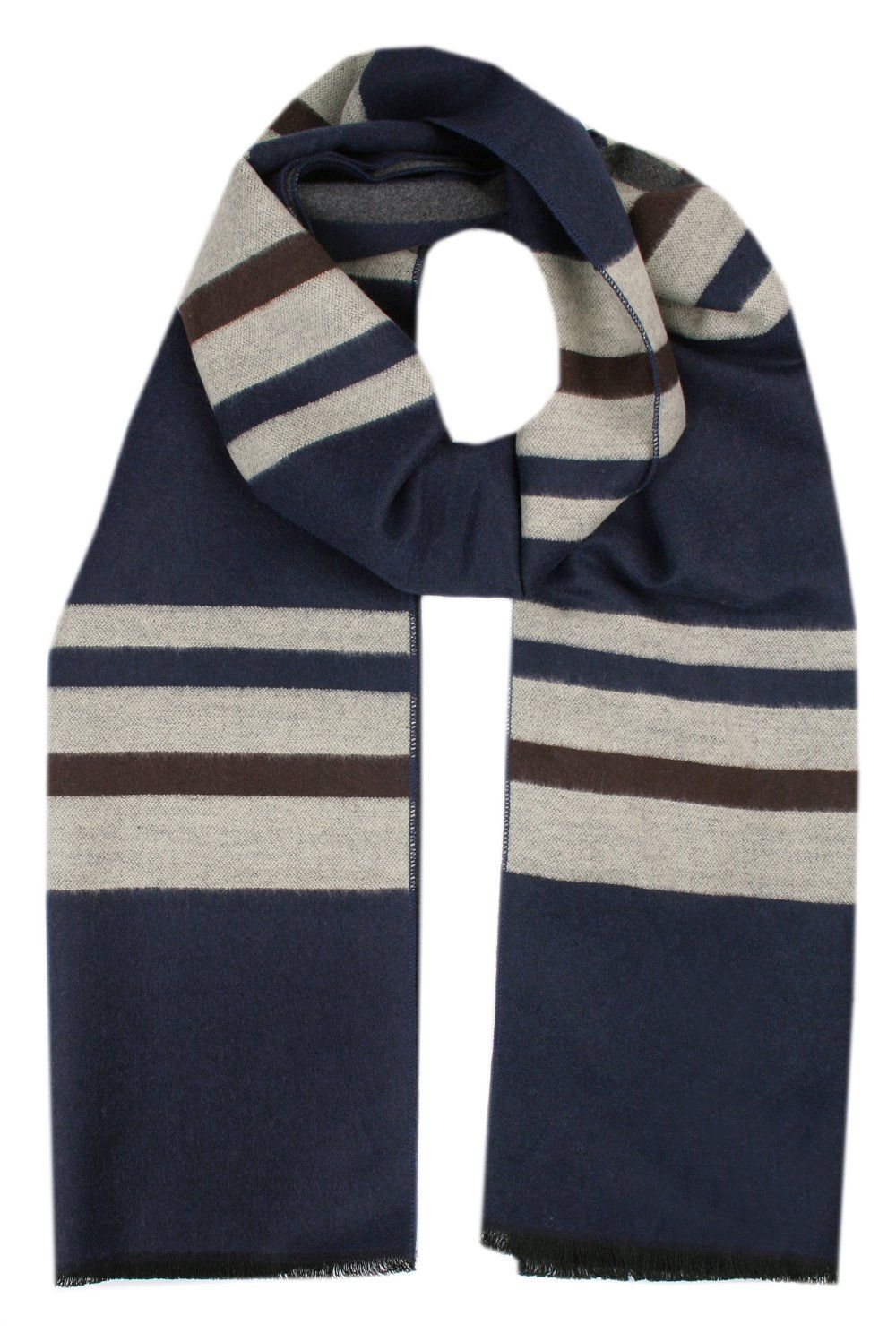 Męski Szalik z Wiskozy - Alties - Granat, Poziome Pasy