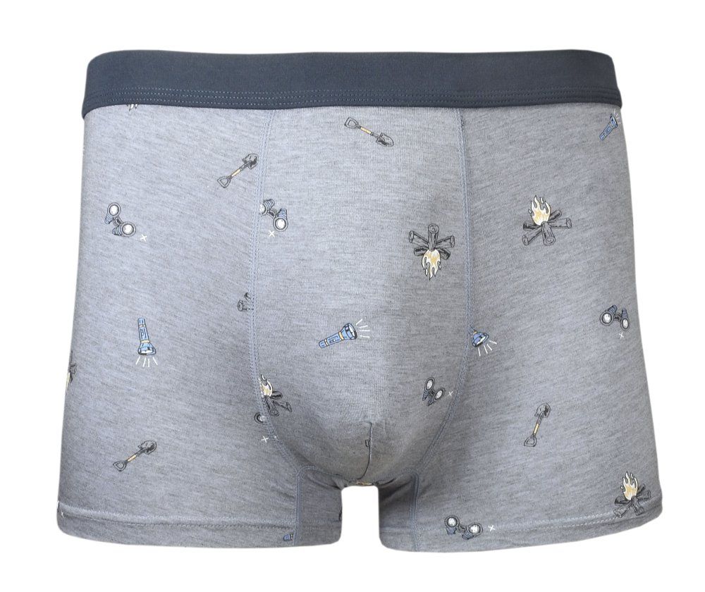 Bokserki Obcisłe, Szare w Latarki, Ogniska, Lornetki, Bawełniane, Majtki z Elastanem -ALTIES