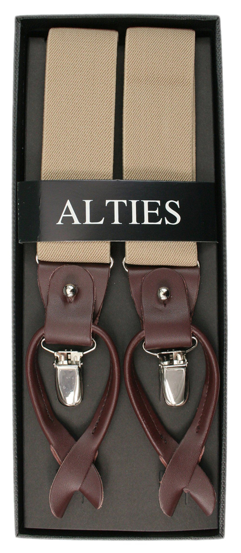 Szelki Męskie, Zapięcie na Guziki lub Żabki - ALTIES - Beżowe