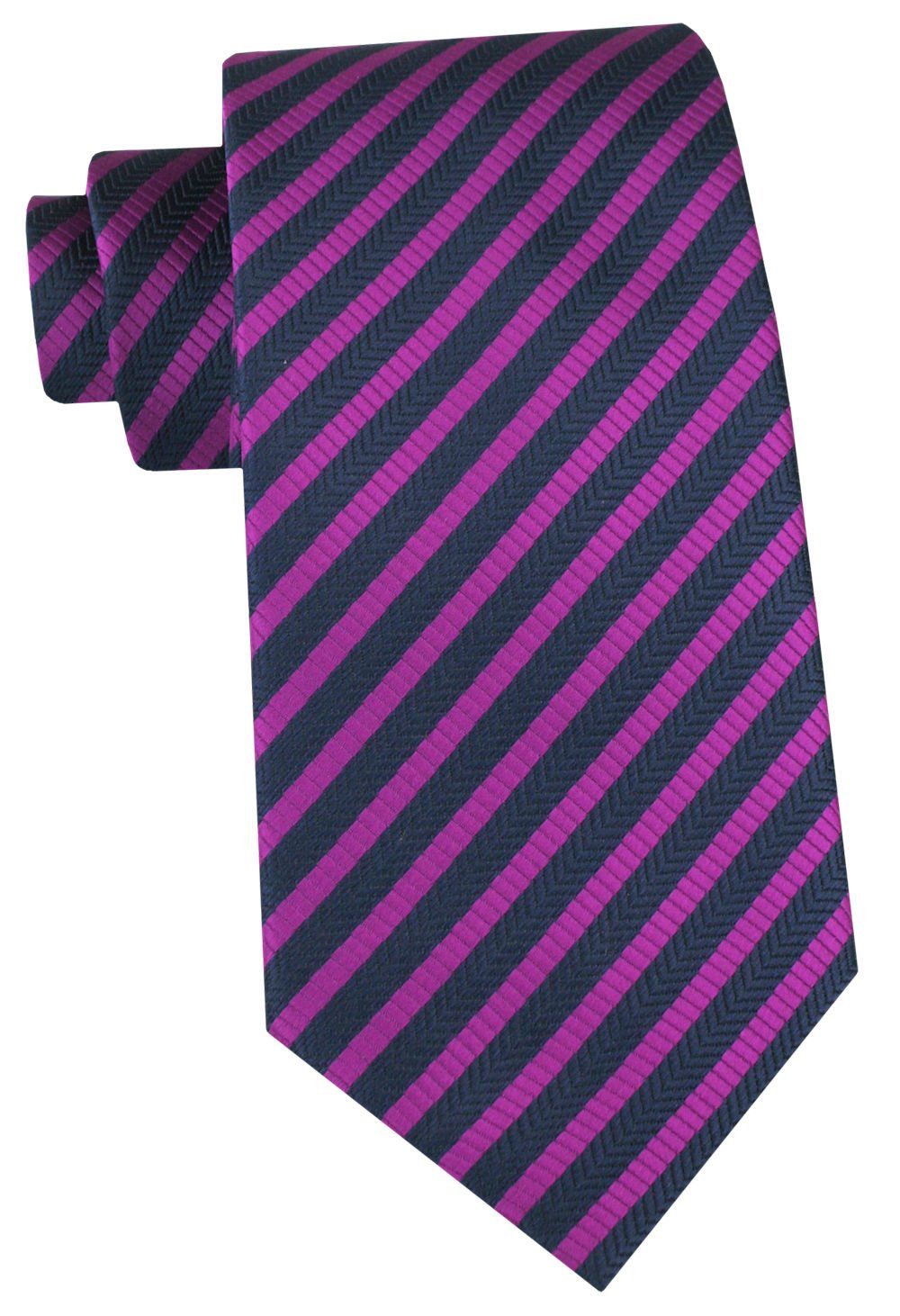 Klasyczny Krawat Klubowy - Alties - Drobny Prążek, Fuksja i Granat