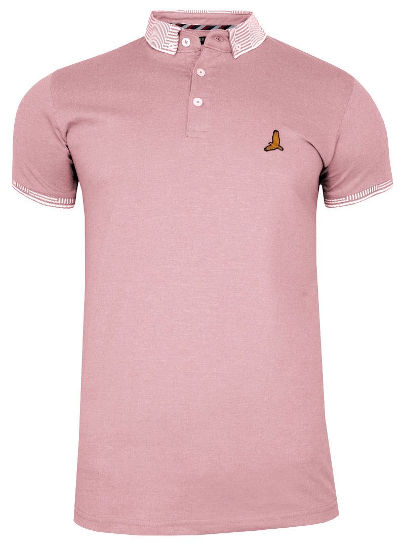 Koszulka POLO Różowa, Pudrowa Bawełniana, Męska, Krótki Rękaw, z Kołnierzykiem, Casualowa Brave Soul