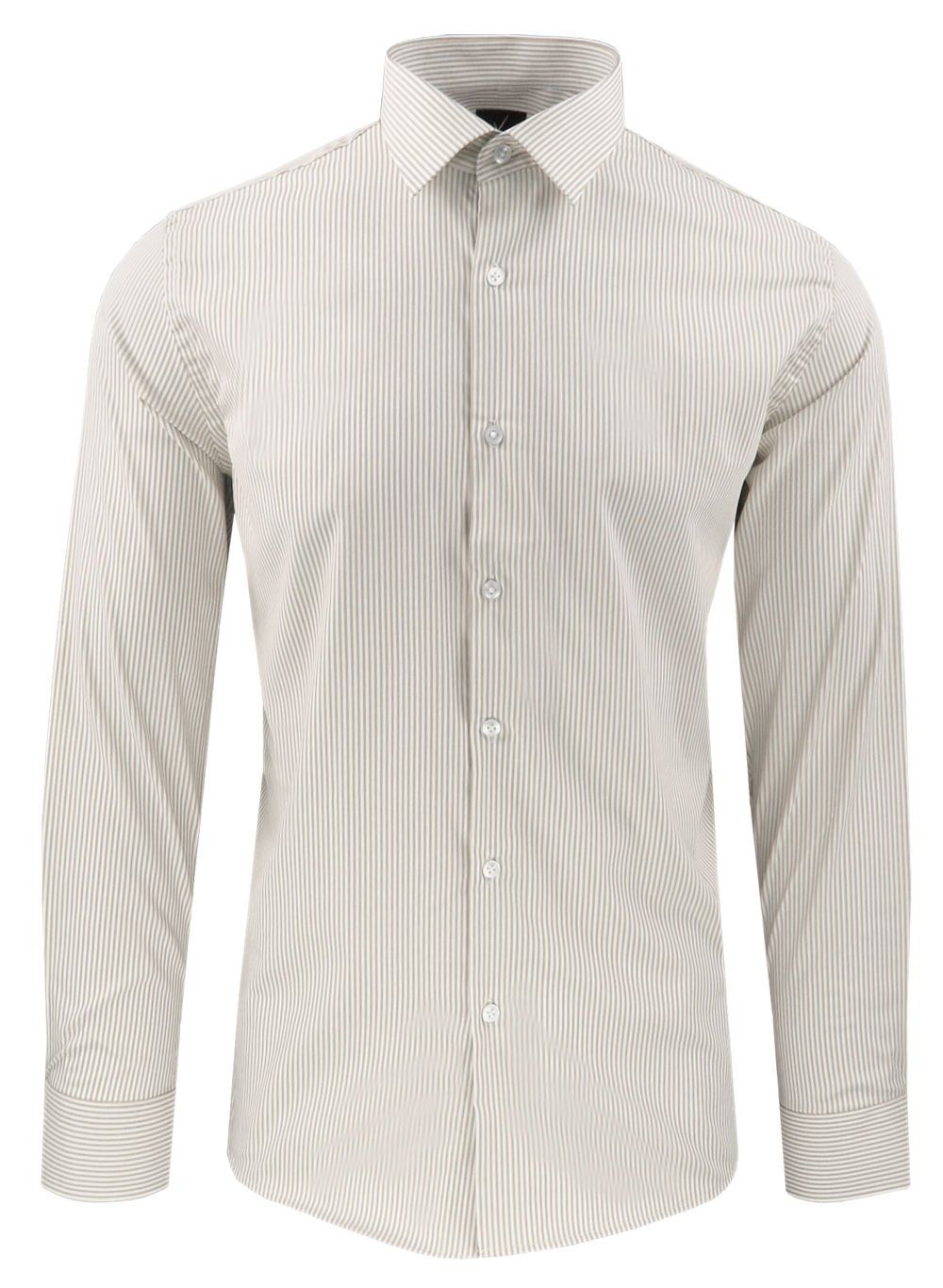 Taliowana Koszula Wizytowa, Męska - Victorio - Beż w Prążek