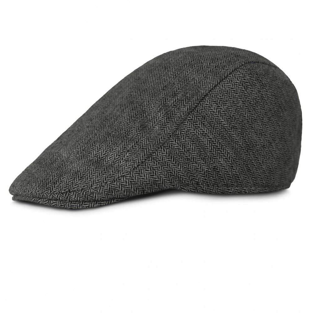 Jesienno-Zimowy Kaszkiet z Dodatkiem Wełny - Pako Jeans - Grafit w Jodełkę