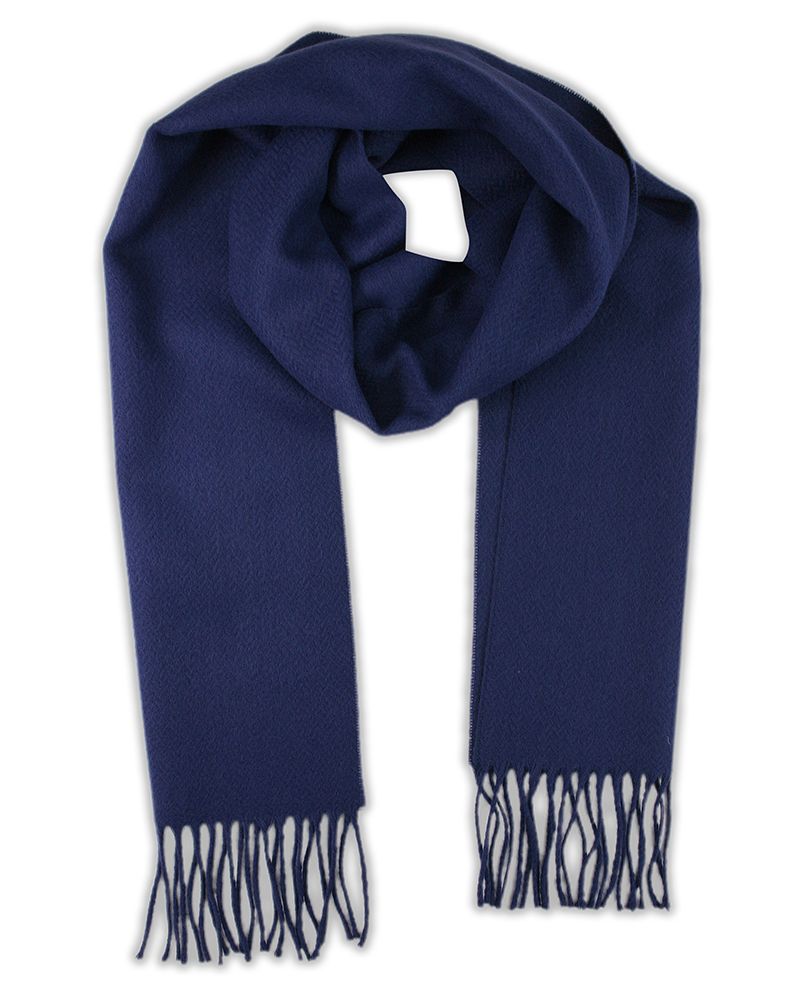 Szalik Chabrowy, Niebieski Ciepły w Jodełkę, z Frędzlami -V.FRAAS- Jesienno-Zimowy, Męski