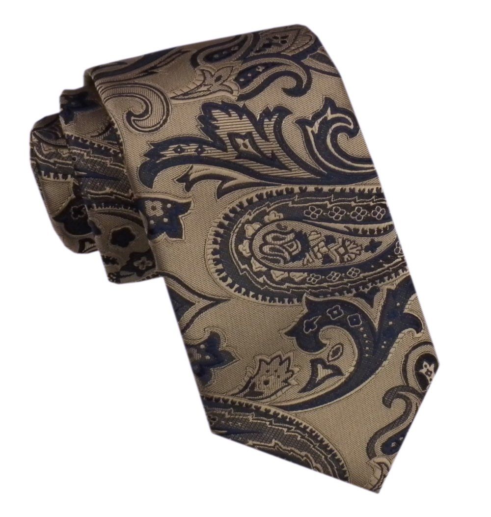 Elegancki Męski Krawat - Alties - Jasnobrązowy w Duży Wzór Orientalny