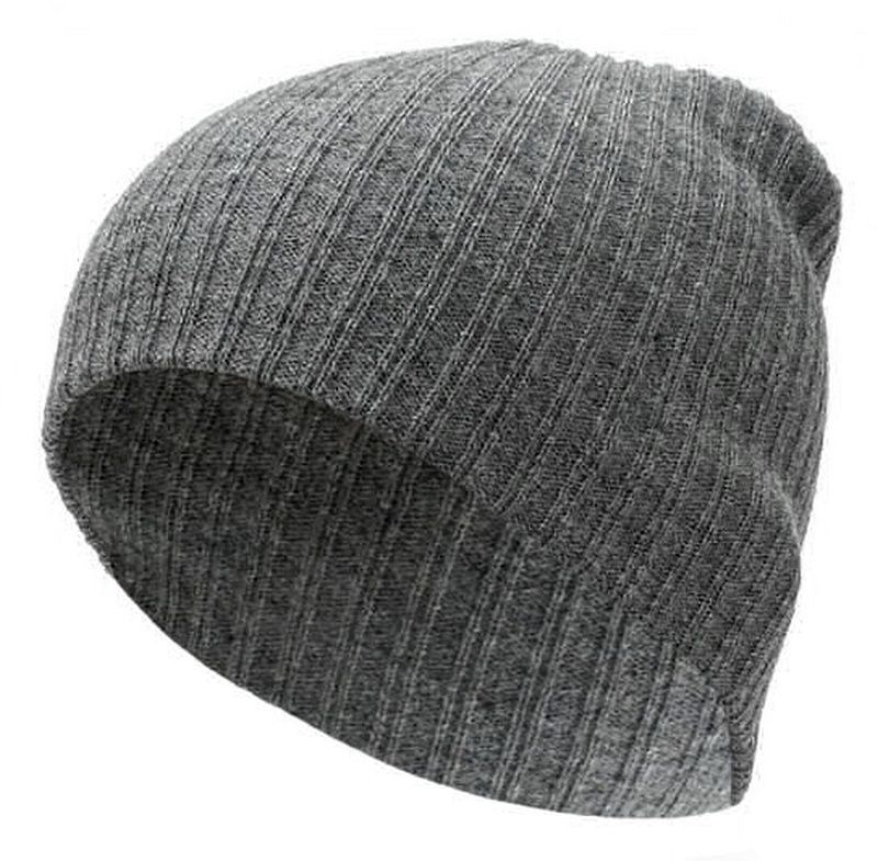 Szara Męska Jesienno-Zimowa Czapka, Krasnal, Ciepła, Uniwersalny Rozmiar, Prążkowana