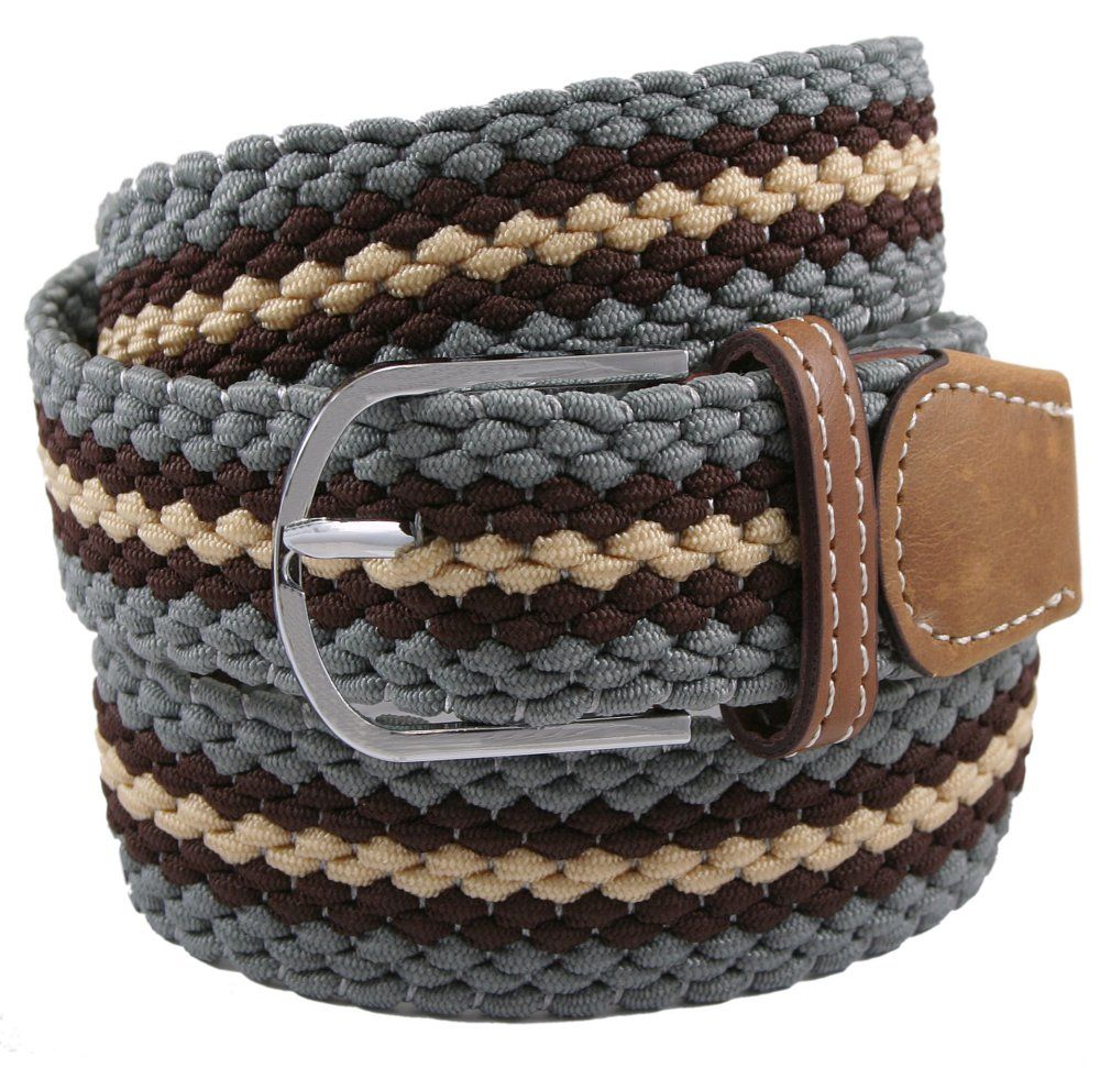 Pleciony Pasek Elastyczny, Casualowy, Parciany -ALTIES - Popiel, Brąz, Beż