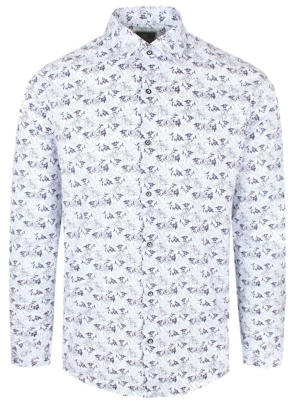 Koszula Męska, Elegancka - TO ON - Biała w Granatowe Liście