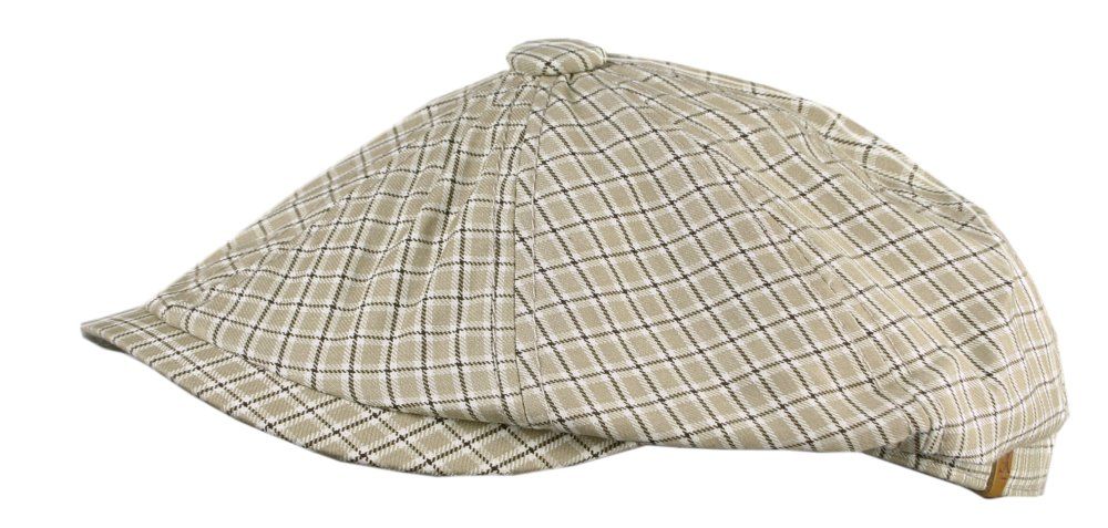 Wiosenno-Letni, Lekki Kaszkiet Męski - Alties - Beżowy, Drobna Kratka