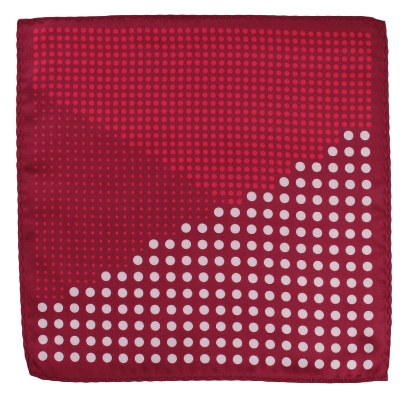 Bordowa Elegancka Męska Poszetka -ALTIES- w Biało-Czerwone Kropki