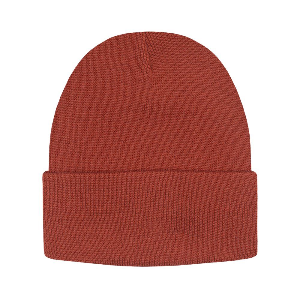 Jednokolorowa Czapka Zimowa Typu Beanie – Zimowa - Ceglana