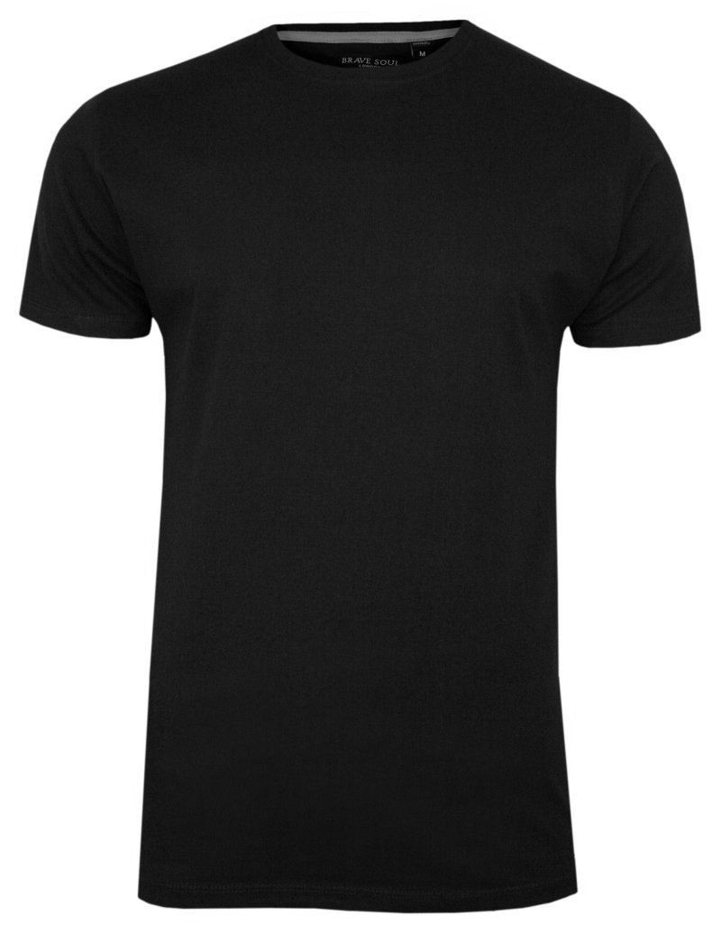 T-Shirt Czarny Bawełniany Męski Bez Nadruku -Brave Soul- Koszulka, Krótki Rękaw, Basic