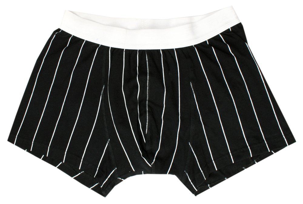 Bokserki Męskie, Czarne w Białe Paski, Prążki, Majtki Bawełniane, Klasyczne -KLAZIG