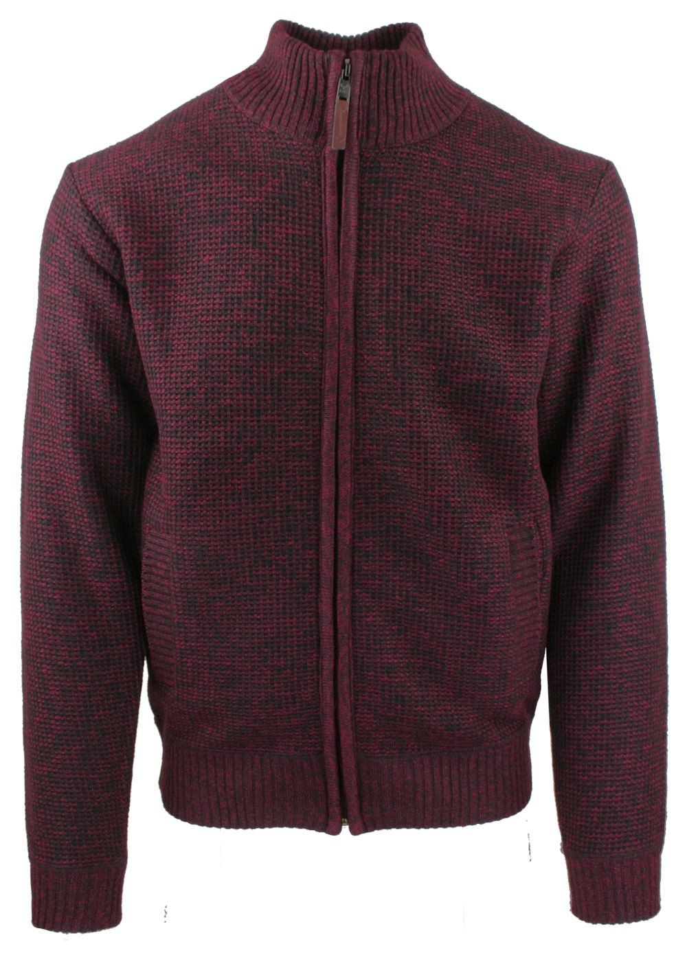 Ciepły Rozpinany Sweter z Kieszeniami - Brave Soul - Bordowy Melanż