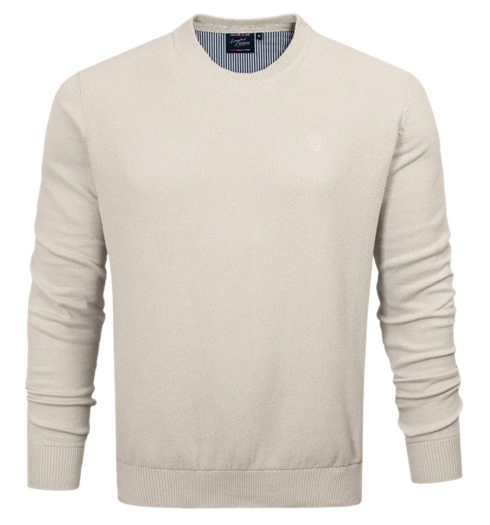 Lekki Sweter Bawełniany - Okrągły Dekolt - Pako Jeans - Jasny Beż