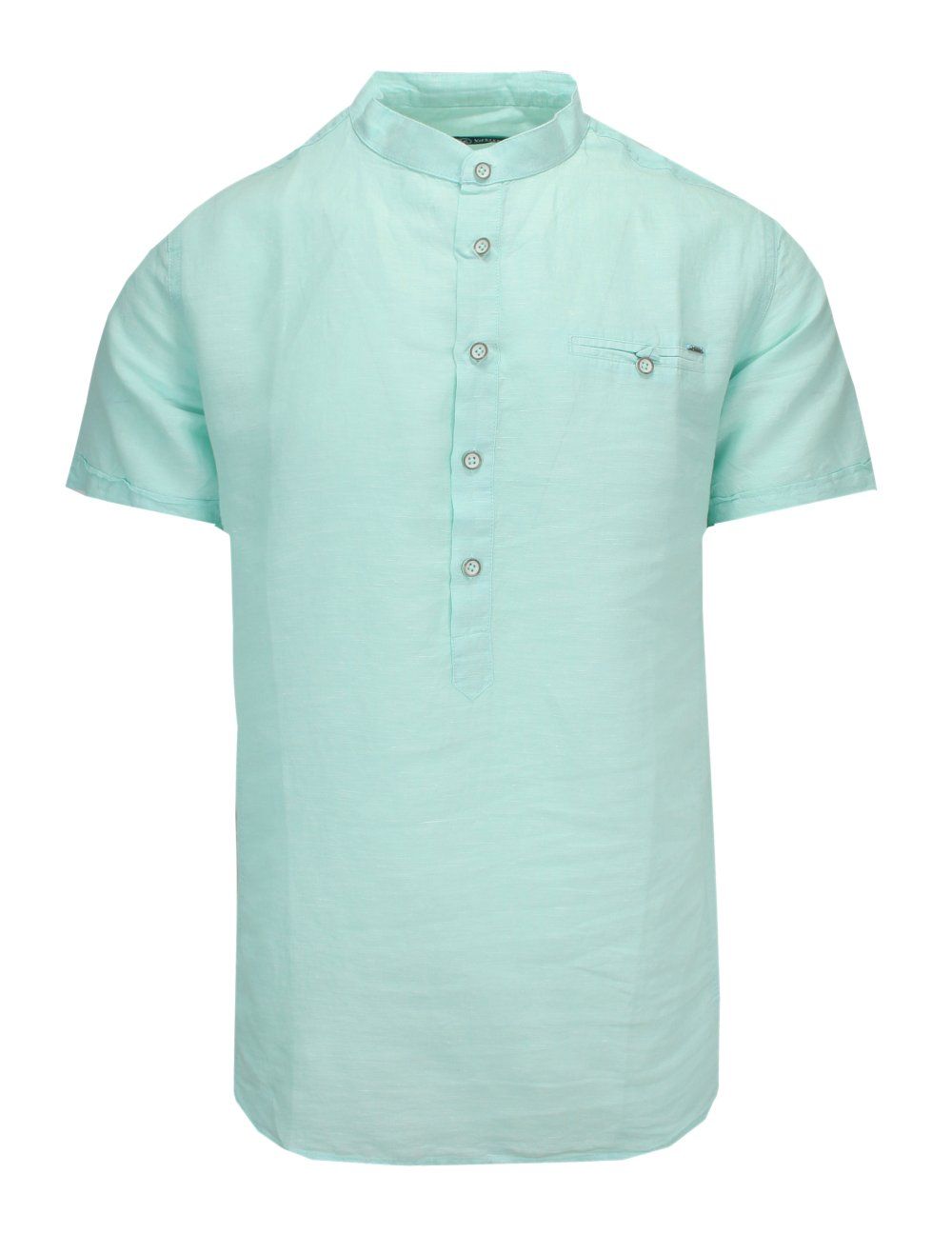 Koszula Casualowa, Miętowa, Turkusowa ze Stójką i Guzikami, Jednokolorowa, Męska VIP STENDO