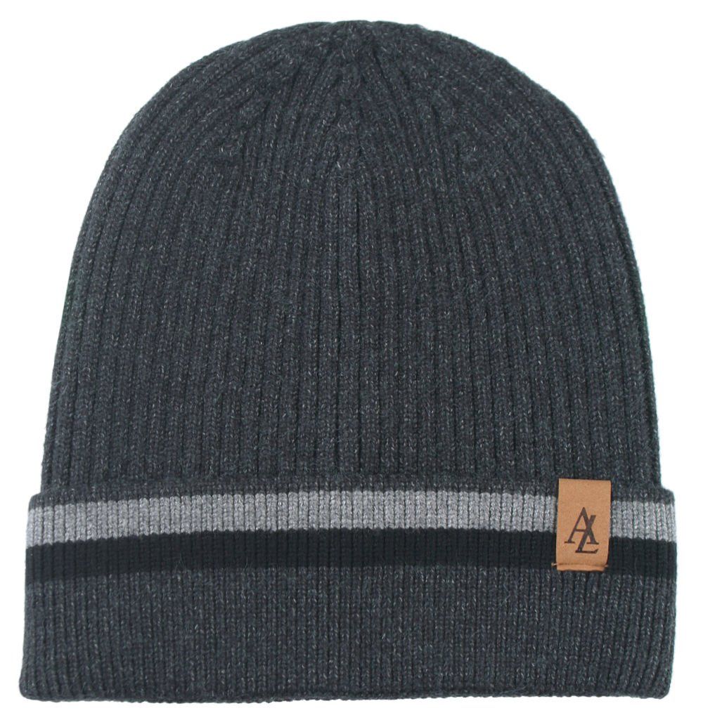 Jesienno-Zimowa Czapka (beanie) – Alties - Kolor Grafitowy, Pasek