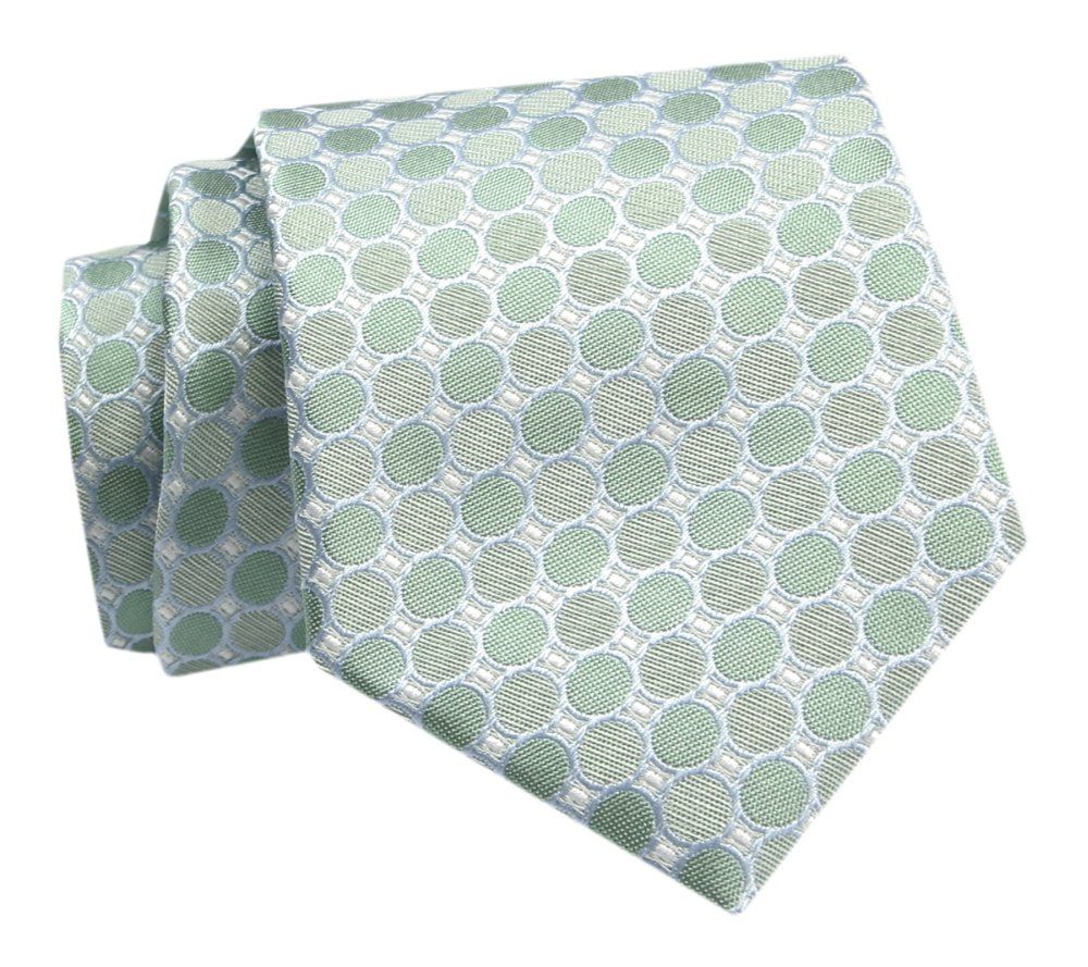 Krawat - ALTIES - Seledynowy w Grochy