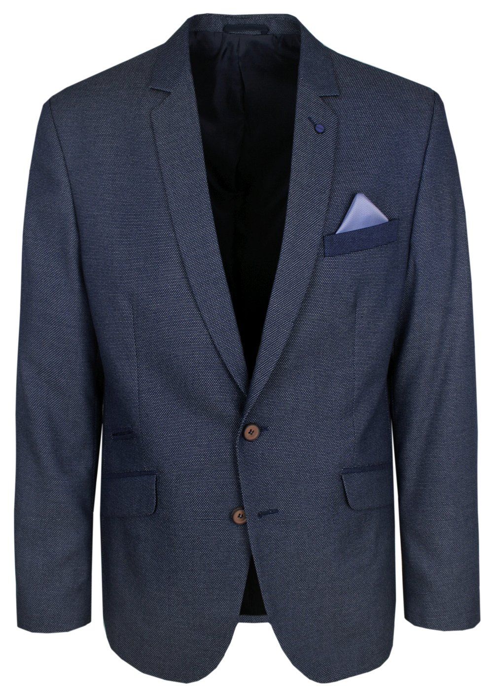 Marynarka Casualowa na Dwa Guziki -Granatowa w Drobną Kaszkę- SLIM - CASINO