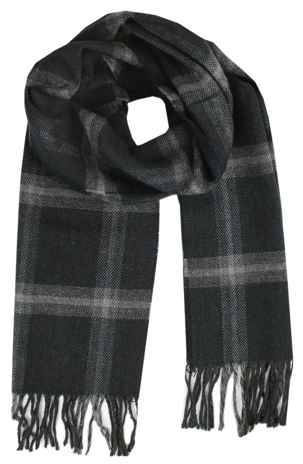 Akrylowy Szalik Męski - His Story - Grafit w Dużą Kratę