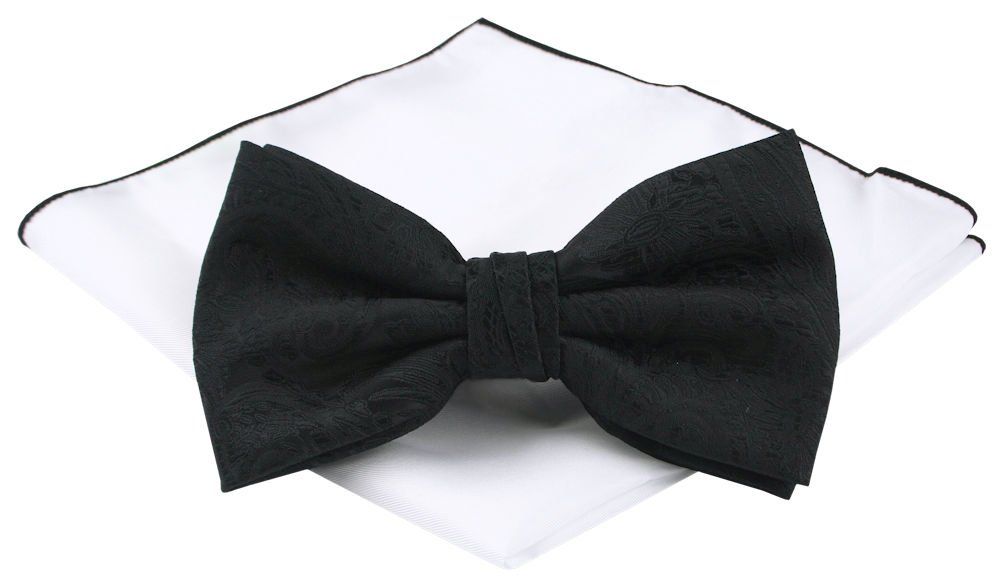 Mucha Męska z Poszetką (Zestaw) - Chattier - Czarna, Faktura Materiału