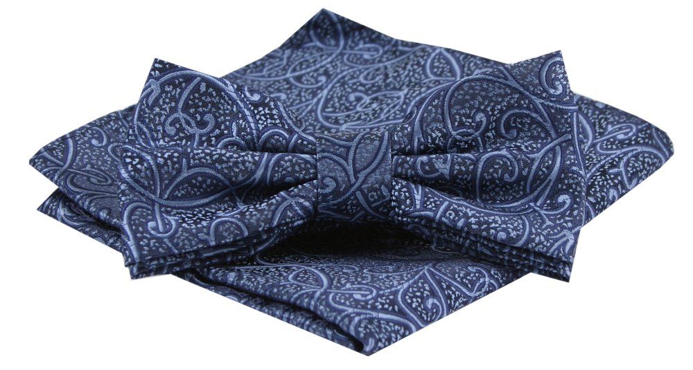 Mucha Męska z Poszetką Alties - Granatowa ze Wzorem