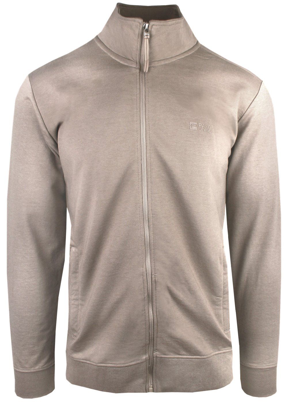 Lekka Bluza na Zamek z Wysokim Kołnierzem - Pako Jeans - Beżowa