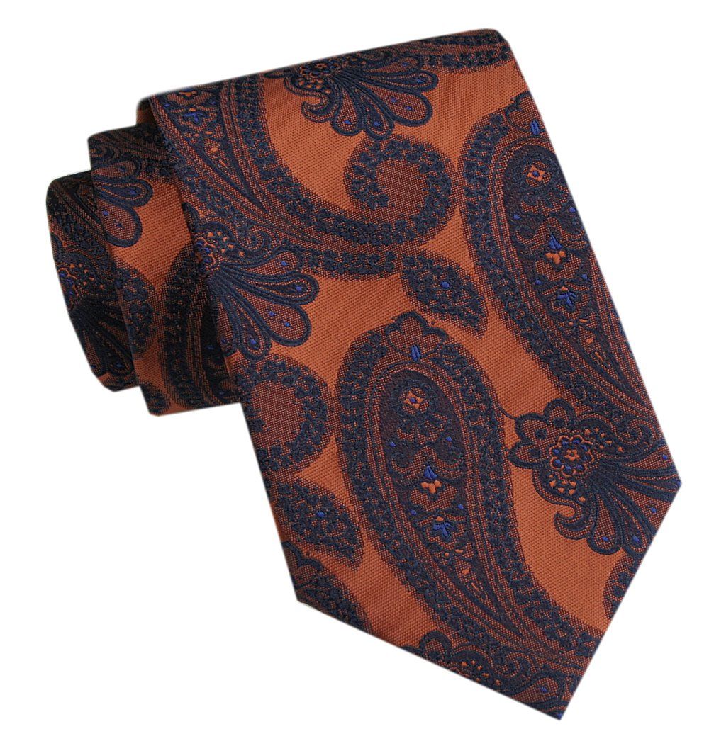 Elegancki Męski Krawat - Chattier - Pomarańcz w Duże Paisley