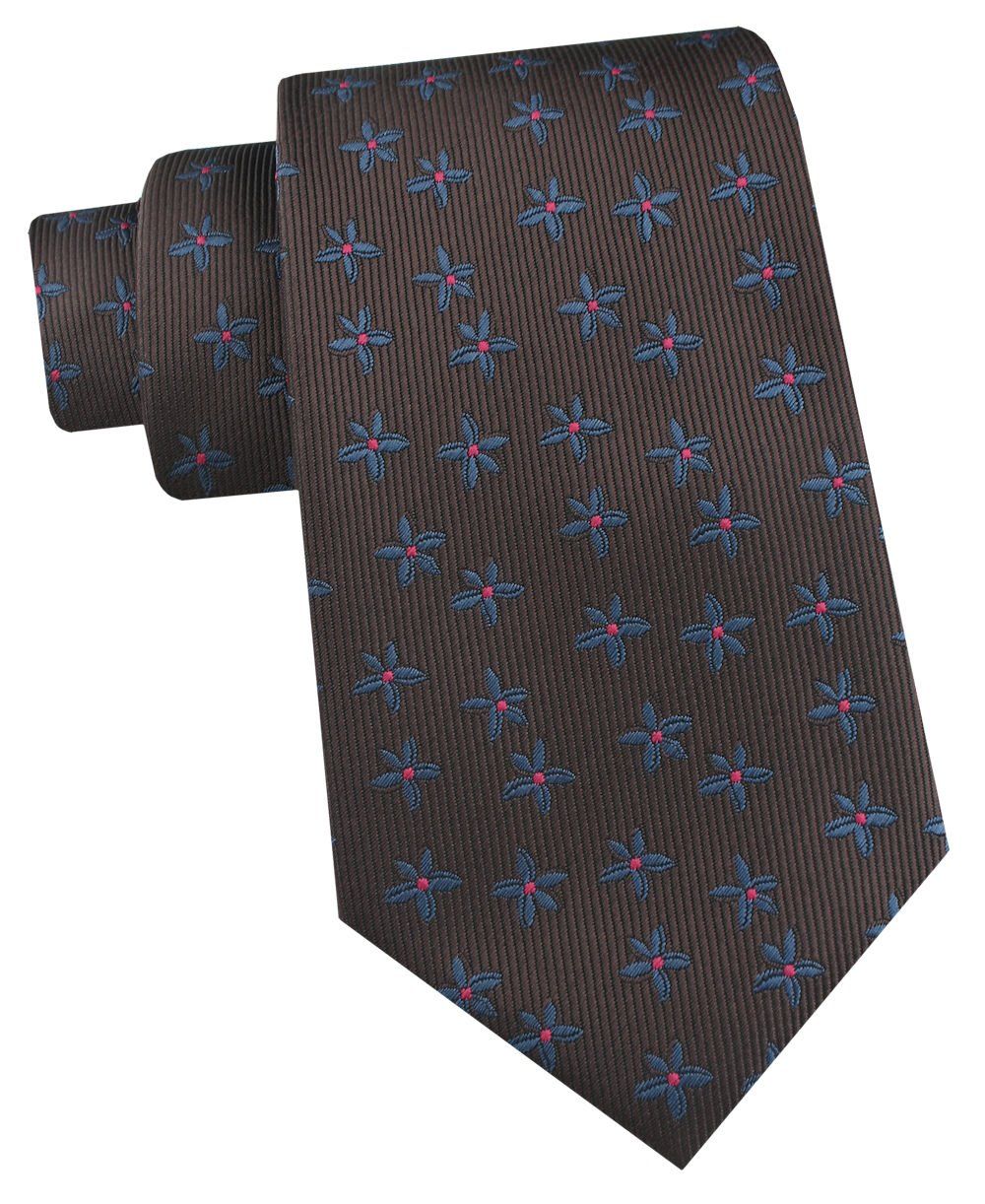Krawat Męski - Angelo di Monti - Brąz w Drobne Kwiatki