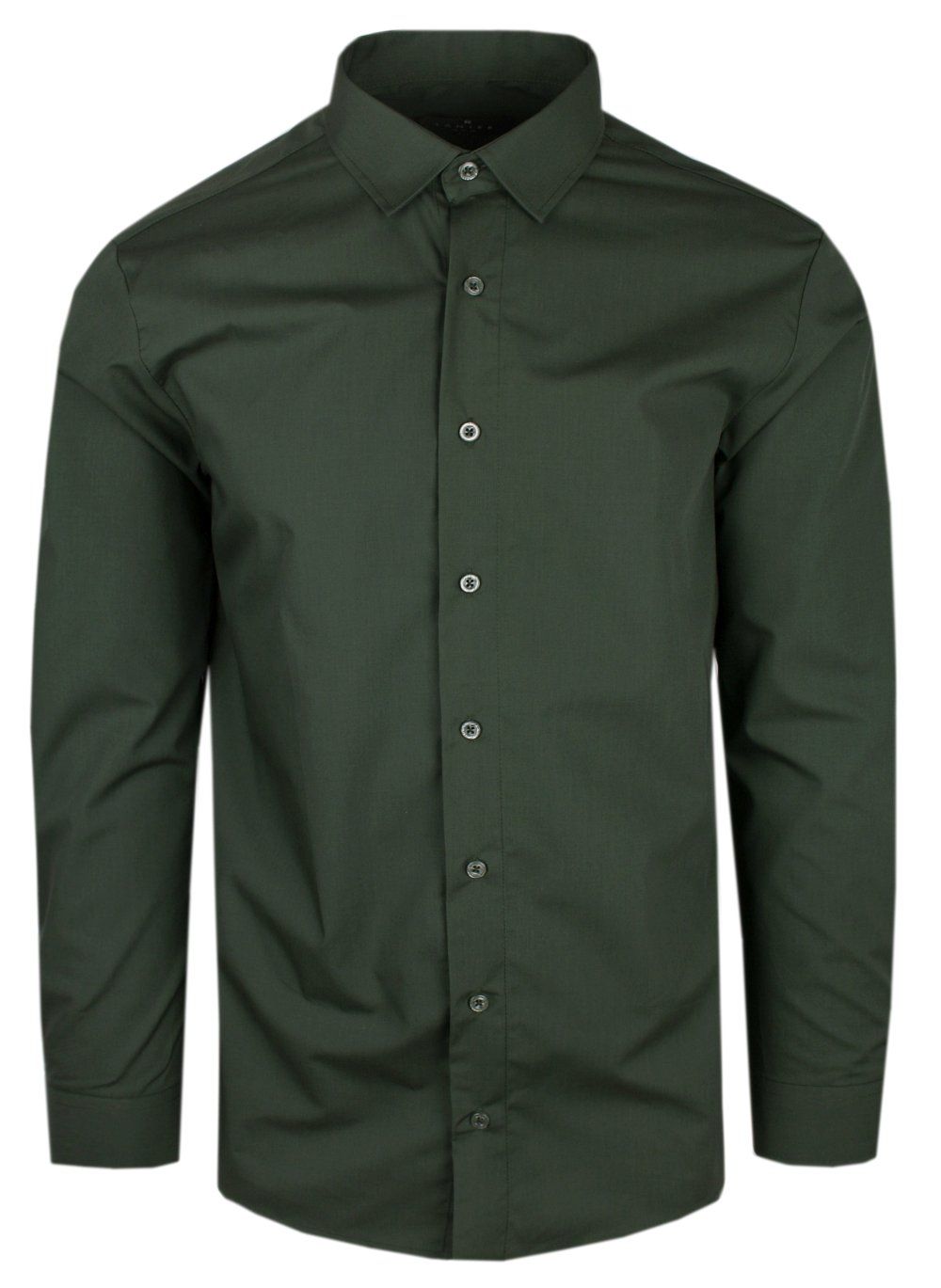 Delikatnie Wyszczuplana Koszula Męska (slim) - Lanier - Zieleń Butelkowa