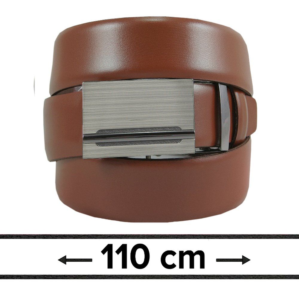 Pasek Brązowy do Spodni 110 cm, Automatyczna Klamra, Skórzany, Elegancki -VICTORIO
