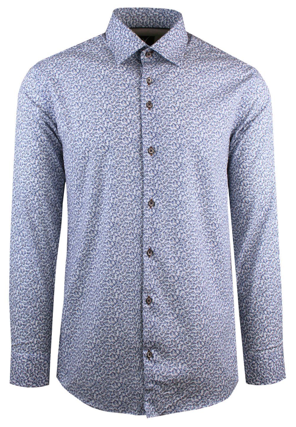 Elegancka, Męska Koszula, Taliowany Krój - Victorio - Drobny Wzór w Motory