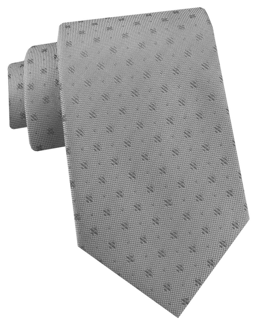Krawat Męski - Angelo di Monti - Popielaty w Popielate Groszki