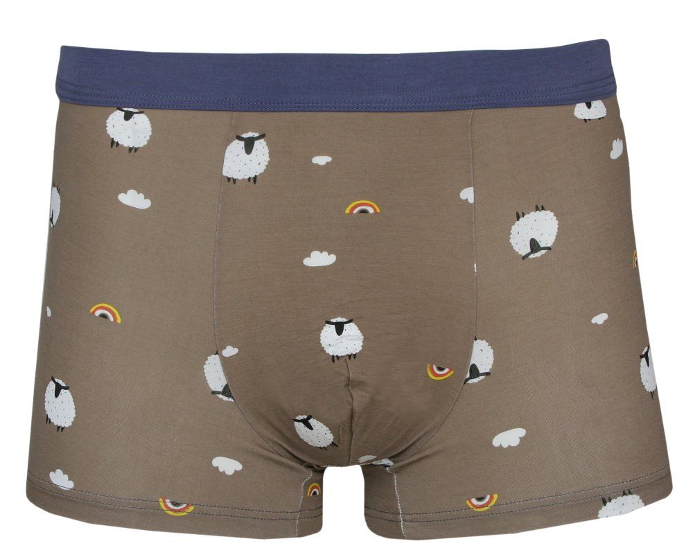 Bokserki Obcisłe, Brązowe w Baranki, Bawełniane, Majtki z Elastanem -ALTIES