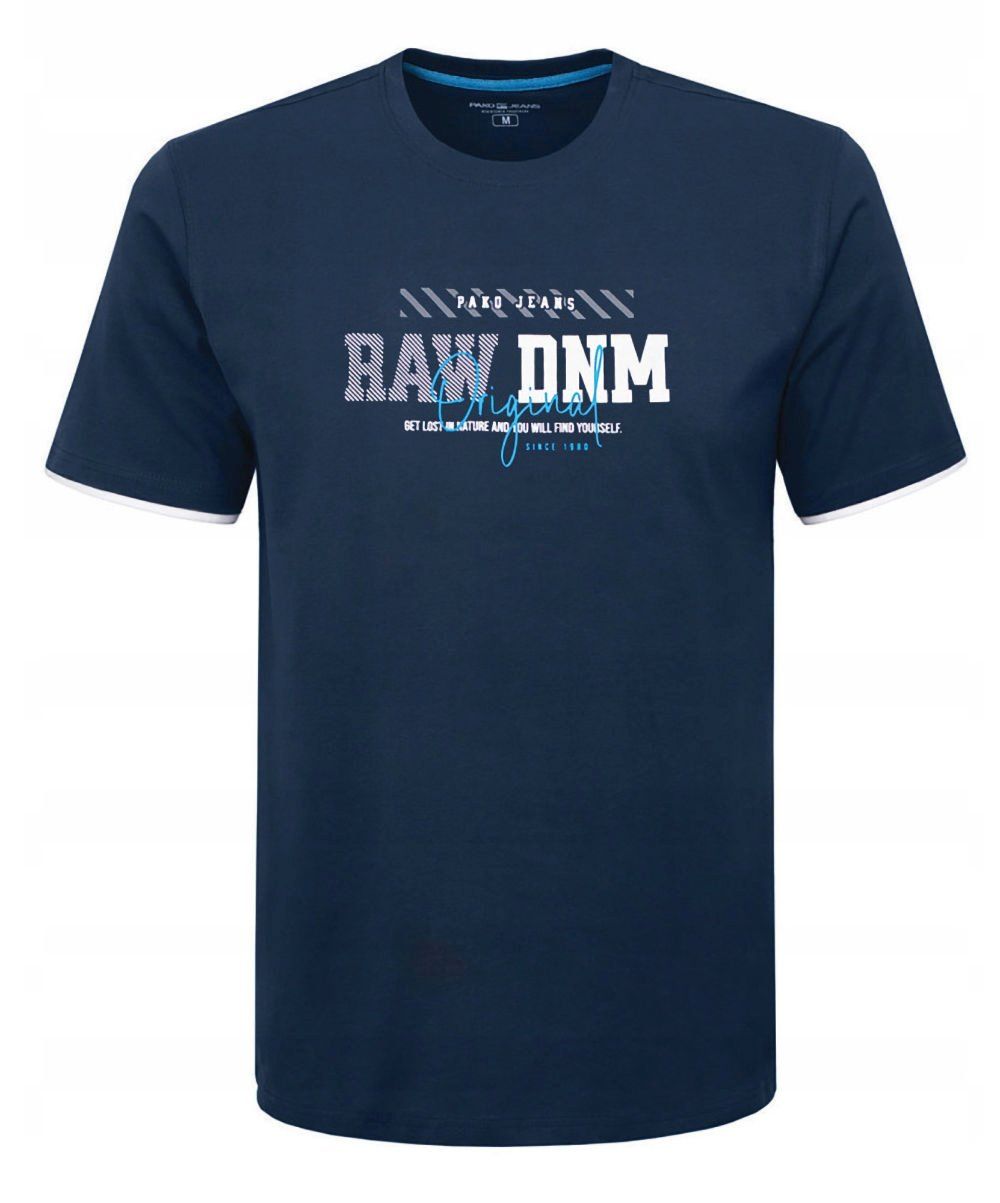 T-Shirt (Koszulka) Męska - Pako Jeans - Granatowa, Nadruk, Print