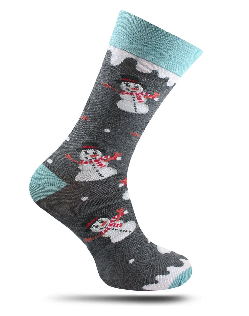 Skarpetki Świąteczne, Szare w Bałwanki, na Prezent, Męskie -MORE