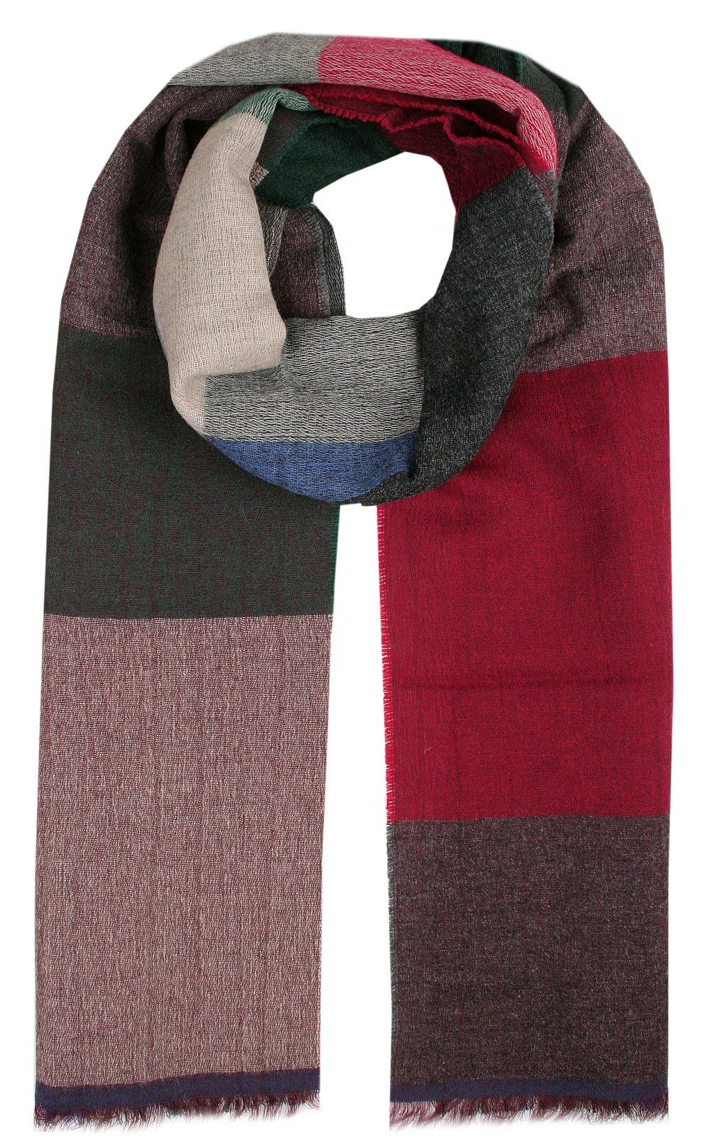 Duży Szal Męski - Wełniany z Domieszką Bawełny - V. Fraas - Jesienne Odcienie