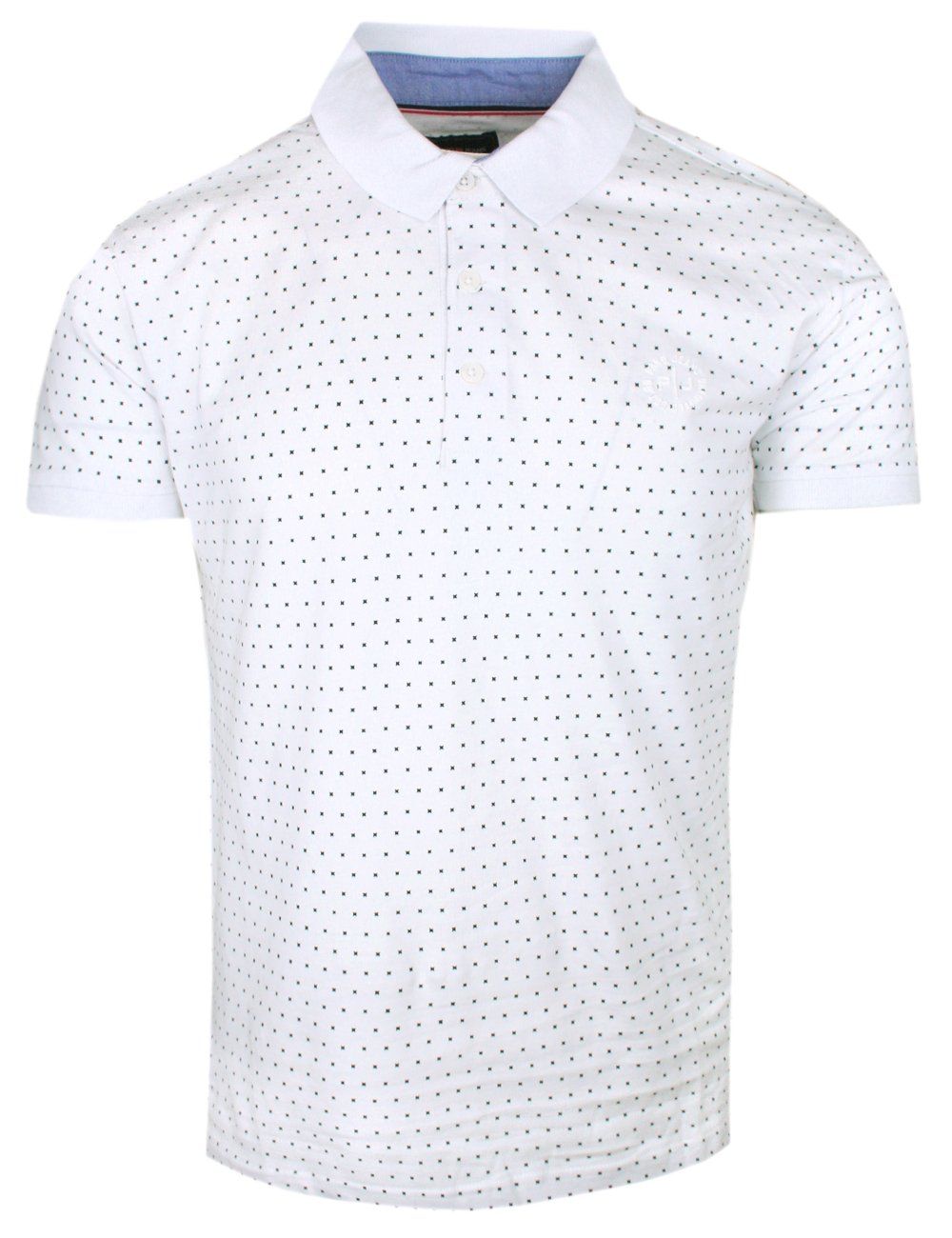 Koszulka Polo, Męska - Pako Jeans - Biała w Drobny Groszek
