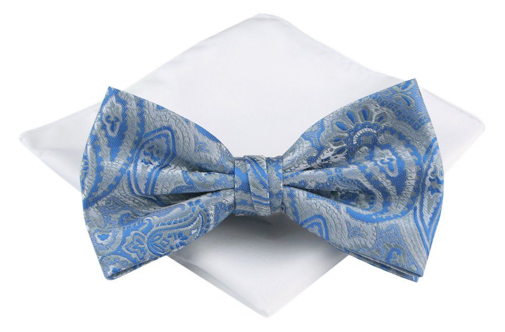 Mucha Męska z Poszetką - Chattier - Popiel z Niebieskim