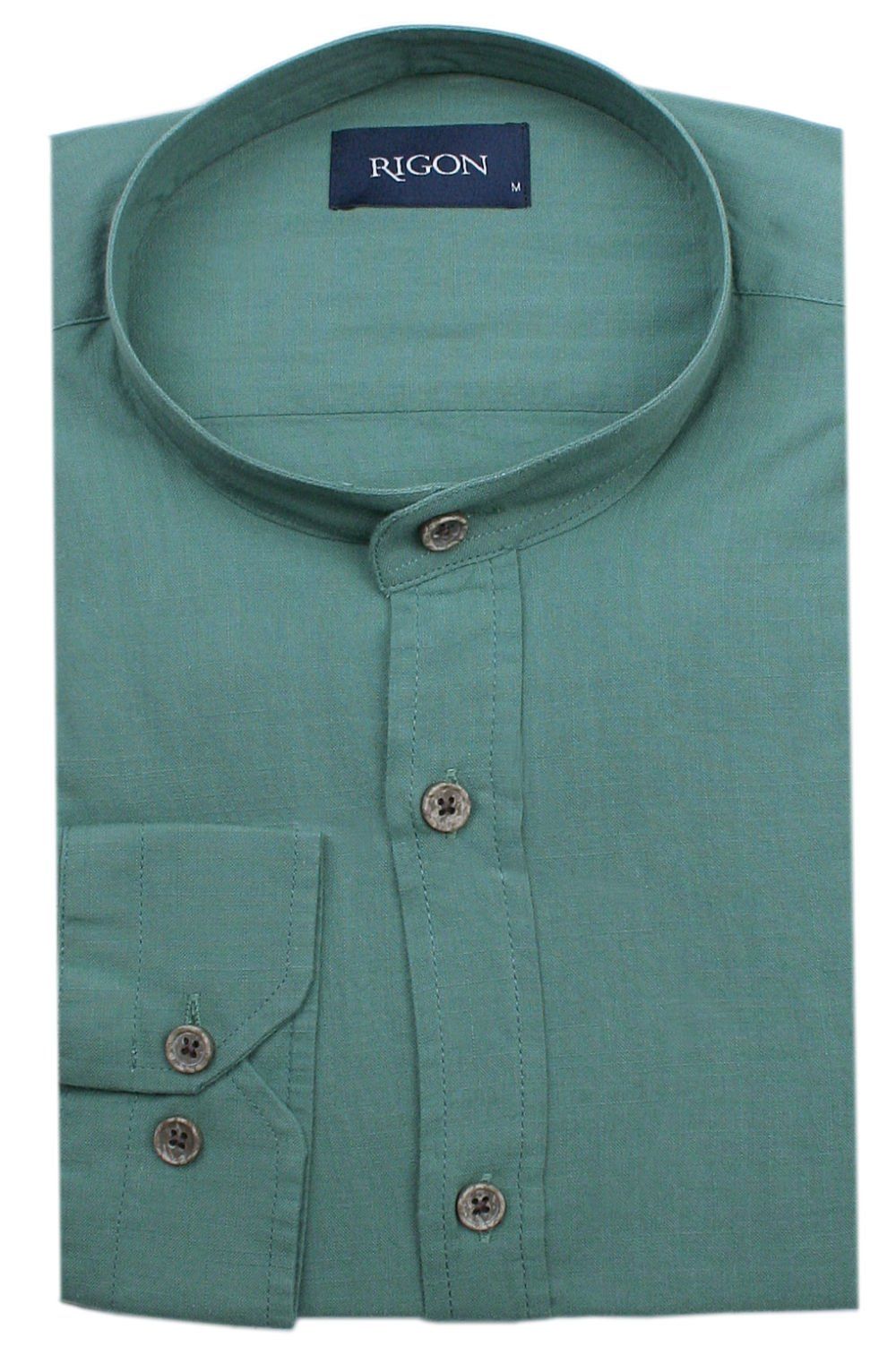 Weekendowa Koszula Męska na Stójce - Rigon - Kolor Morski