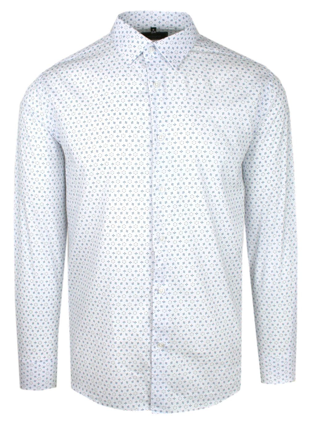 Elegancka Koszula o Taliowanym Kroju - Victorio - Biała, Mały Wzór