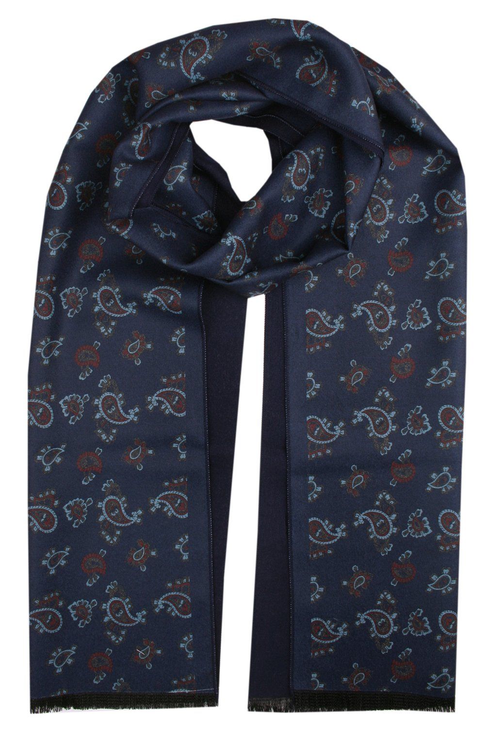 Elegancki Szalik Bawełniany - Alties - Granatowy, Wzór Paisley